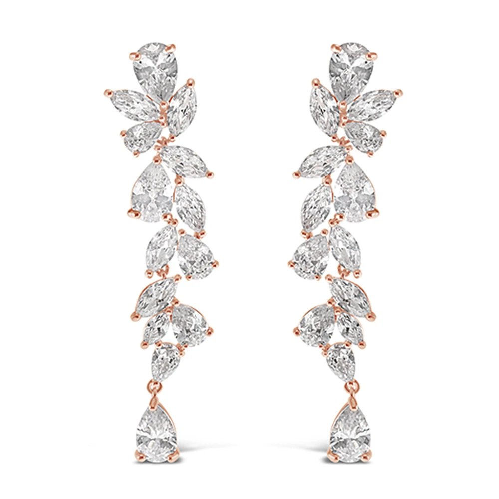 Rose Gold Cubic Zirconia Drop Earrings 142878