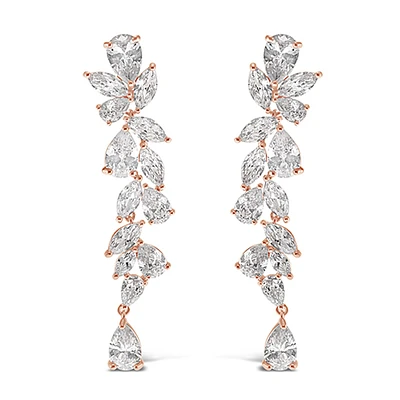 Rose Gold Cubic Zirconia Drop Earrings 142878