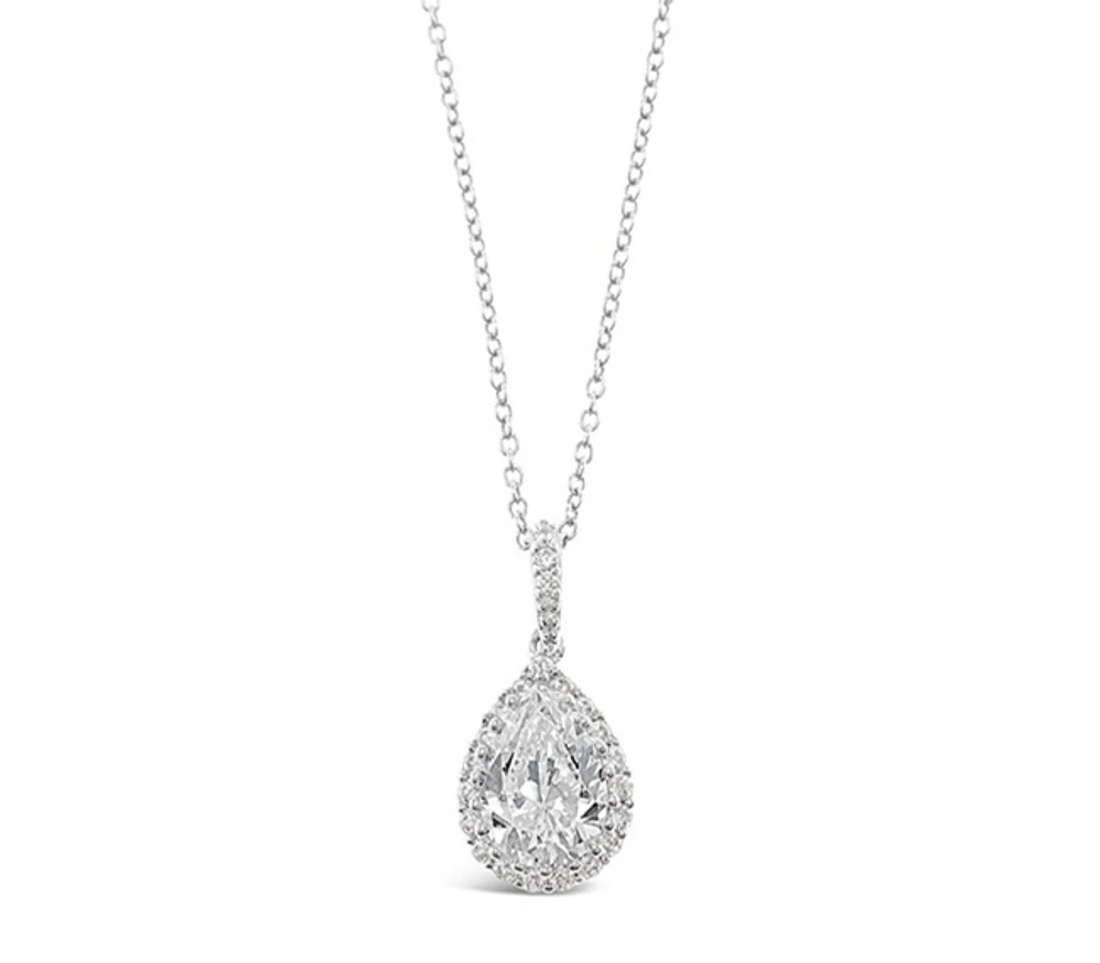 Sterling Silver Teardrop Cubic Zirconia Necklace 124199
