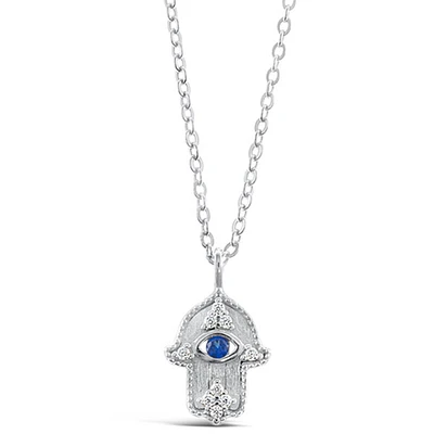 Sterling Silver Cubic Zirconia Evil Eye Necklace 144542
