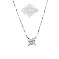 Sterling Silver Cubic Zirconia Princess Cut Necklace 143478