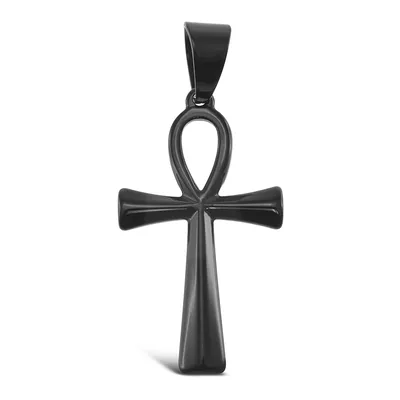 Stainless Steel Black ANKH Cross of Life Pendant 142539
