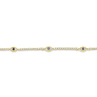 Gold Plated Sterling Silver Cubic Zirconia Evil Eye Bracelet