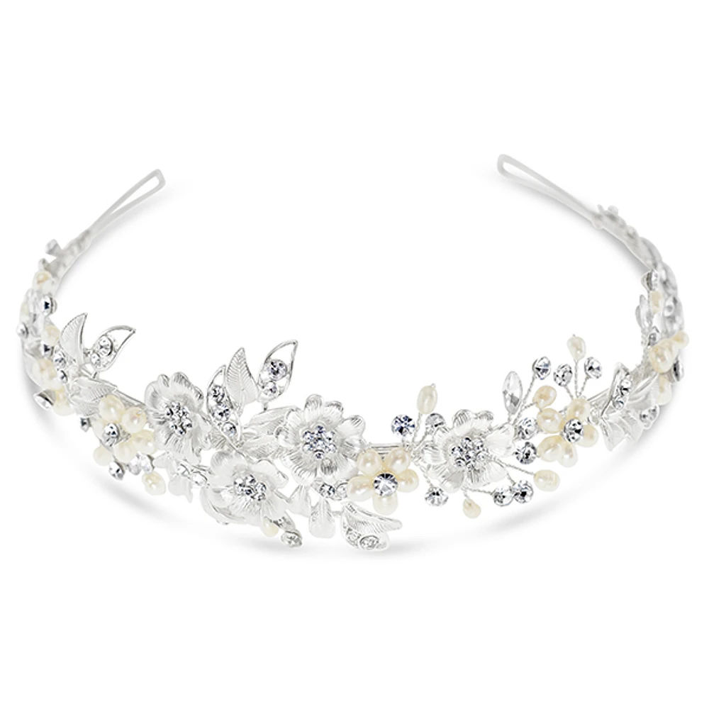 Bridal Silver Flower Headband 152449