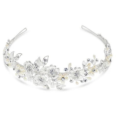 Bridal Silver Flower Headband 152449