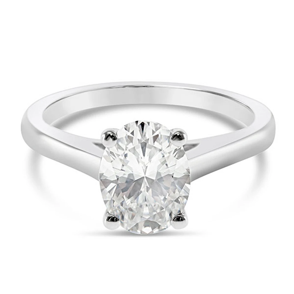 Sterling Silver Cubic Zirconia Oval Solitaire Ring