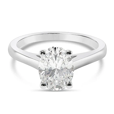 Sterling Silver Cubic Zirconia Oval Solitaire Ring