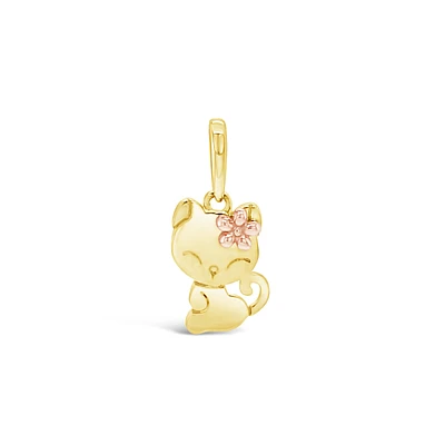 10k Yellow Gold Cubic Zirconia Cat Pendant 153730