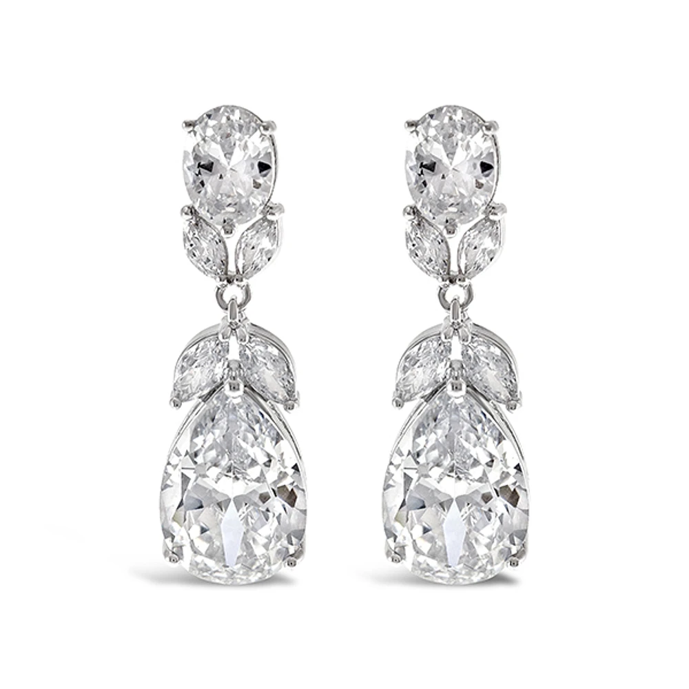 Bridal Silver Cubic Zirconia Drop Earrings 131625