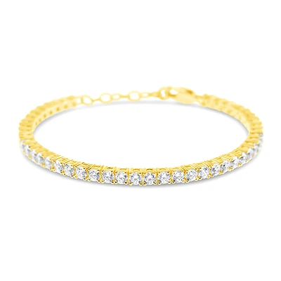 Gold Plated Sterling Silver 3mm Cubic Zirconia Tennis Bracelet 152705