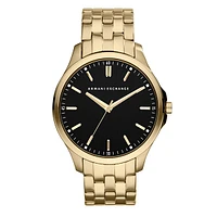 Armani Exchange Hampton Three-Hand Gold-Tone Steel Watch 133145