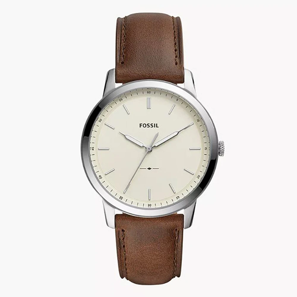 Fossil Minimalist Three-Hand Brown Leather Watch 151903