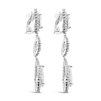 Bridal Silver Cubic Zirconia Tear Drop Clip On Earrings 145938
