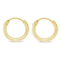 Gold Plated Sterling Silver Plain 12mm Hoops Earrings 141784