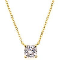 Gold Plated Sterling Silver Cubic Zirconia 6mm Cushion Cut Necklace 143481