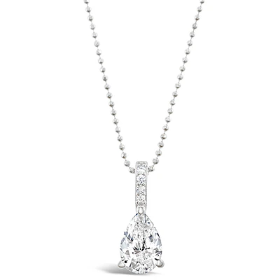 Sterling Silver Teardrop Cubic Zirconia Necklace 147703