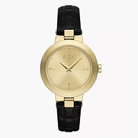 Armani Exchange Two-Hand Black Leather Watch 153651