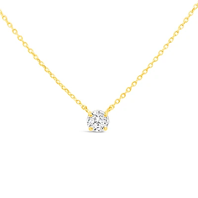 10k Yellow Gold Round Cubic Zirconia Necklace