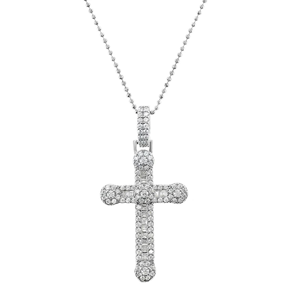 Sterling Silver Cubic Zirconia Cross Necklace 142834