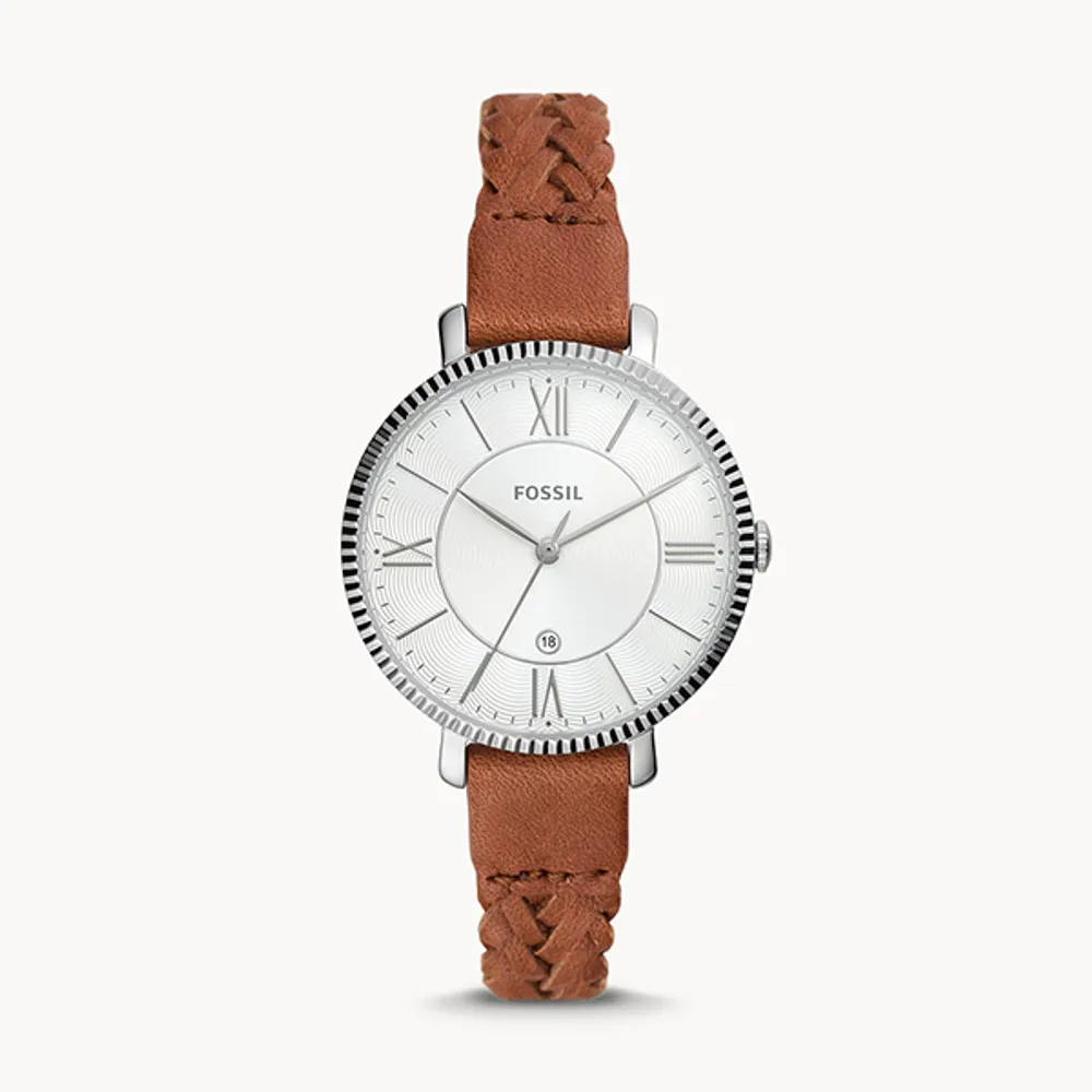 Fossil Jacqueline Three-Hand Date Brown Eco Leather Watch 147071