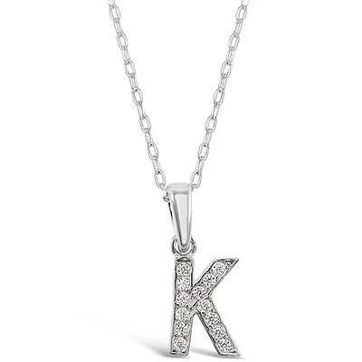 Sterling Silver Cubic Zirconia Initial K Necklace 135927