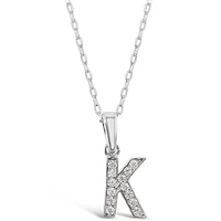 Sterling Silver Cubic Zirconia Initial K Necklace 135927