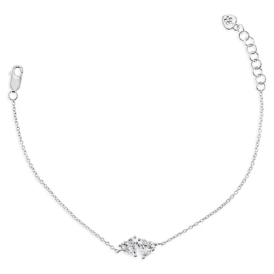 Sterling Silver Cubic Zirconia Heart Bracelet