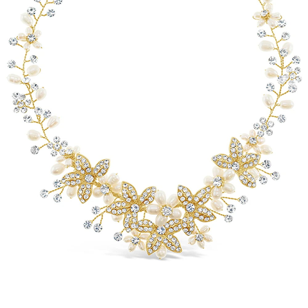 Bridal Gold Crystal Wired Necklace 129550