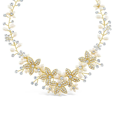 Bridal Gold Crystal Wired Necklace 129550