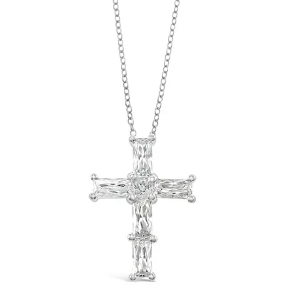Sterling Silver Cubic Zirconia Cross Necklace 144941
