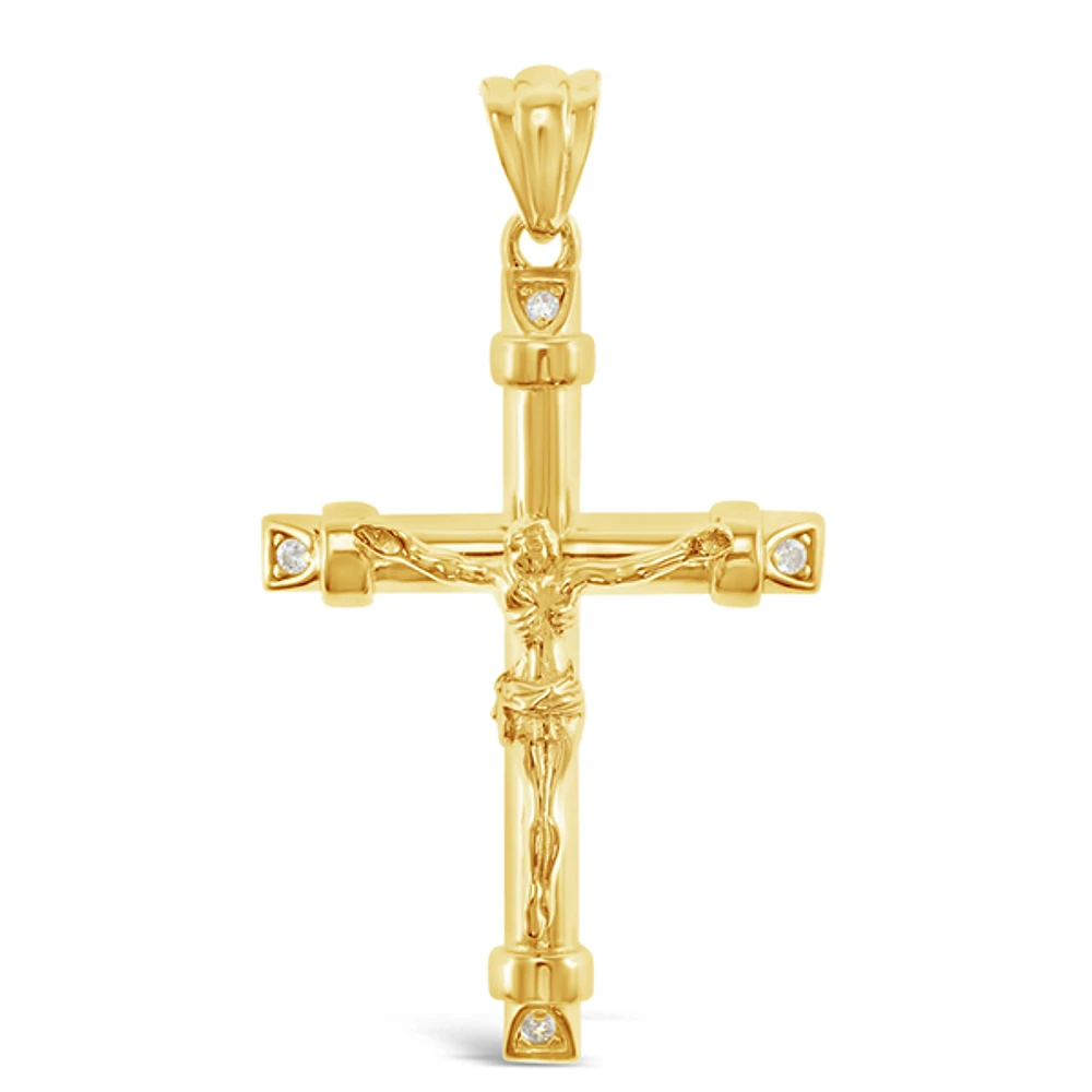 Gold Plated Sterling Silver Cubic Zirconia Cross Pendant 148699
