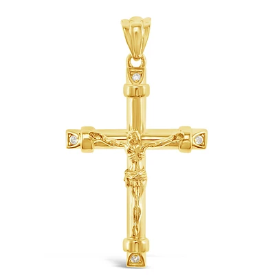 Gold Plated Sterling Silver Cubic Zirconia Cross Pendant 148699