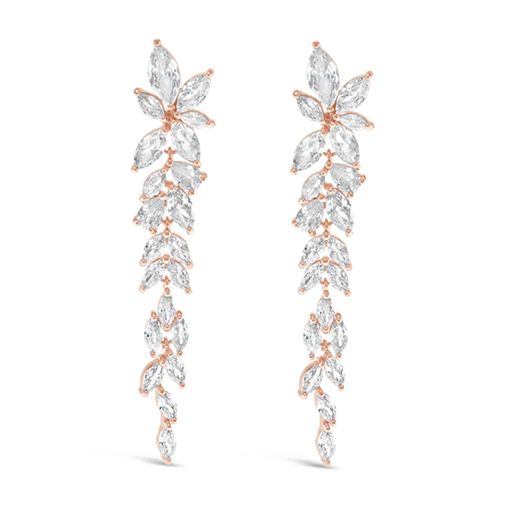 Bridal Rosegold Cubic Zirconia Drop Earrings