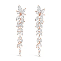 Bridal Rosegold Cubic Zirconia Drop Earrings