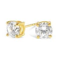 Gold Plated Sterling Silver Cubic Zirconia 8 Hearts 8 Arrows 7mm Studs 143346