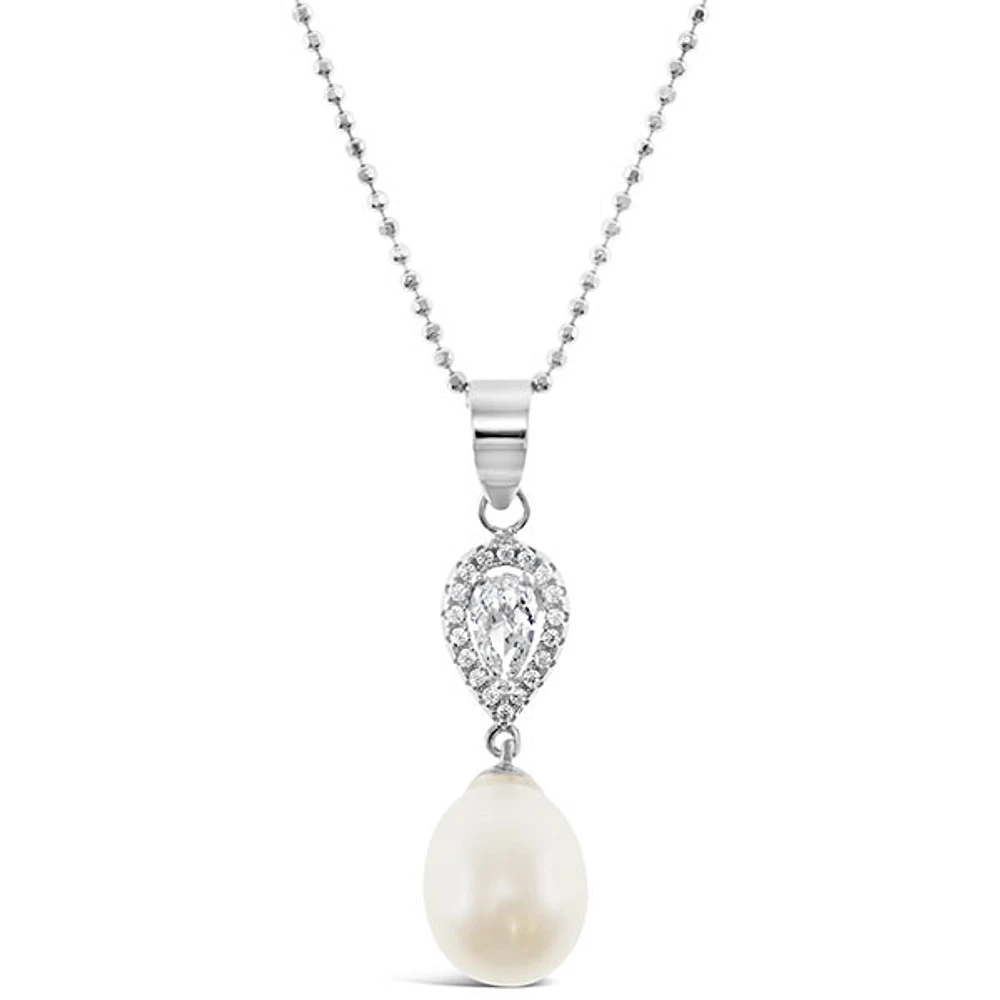 Sterling Silver Cubic Zirconia Pearl Necklace 146459