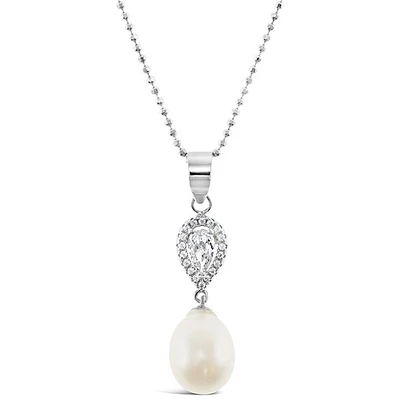 Sterling Silver Cubic Zirconia Pearl Necklace 146459