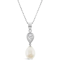 Sterling Silver Cubic Zirconia Pearl Necklace 146459