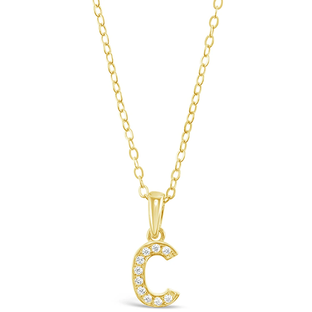 Gold Plated Sterling Silver Cubic Zirconia Initial C Necklace 147936