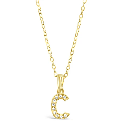 Gold Plated Sterling Silver Cubic Zirconia Initial C Necklace 147936