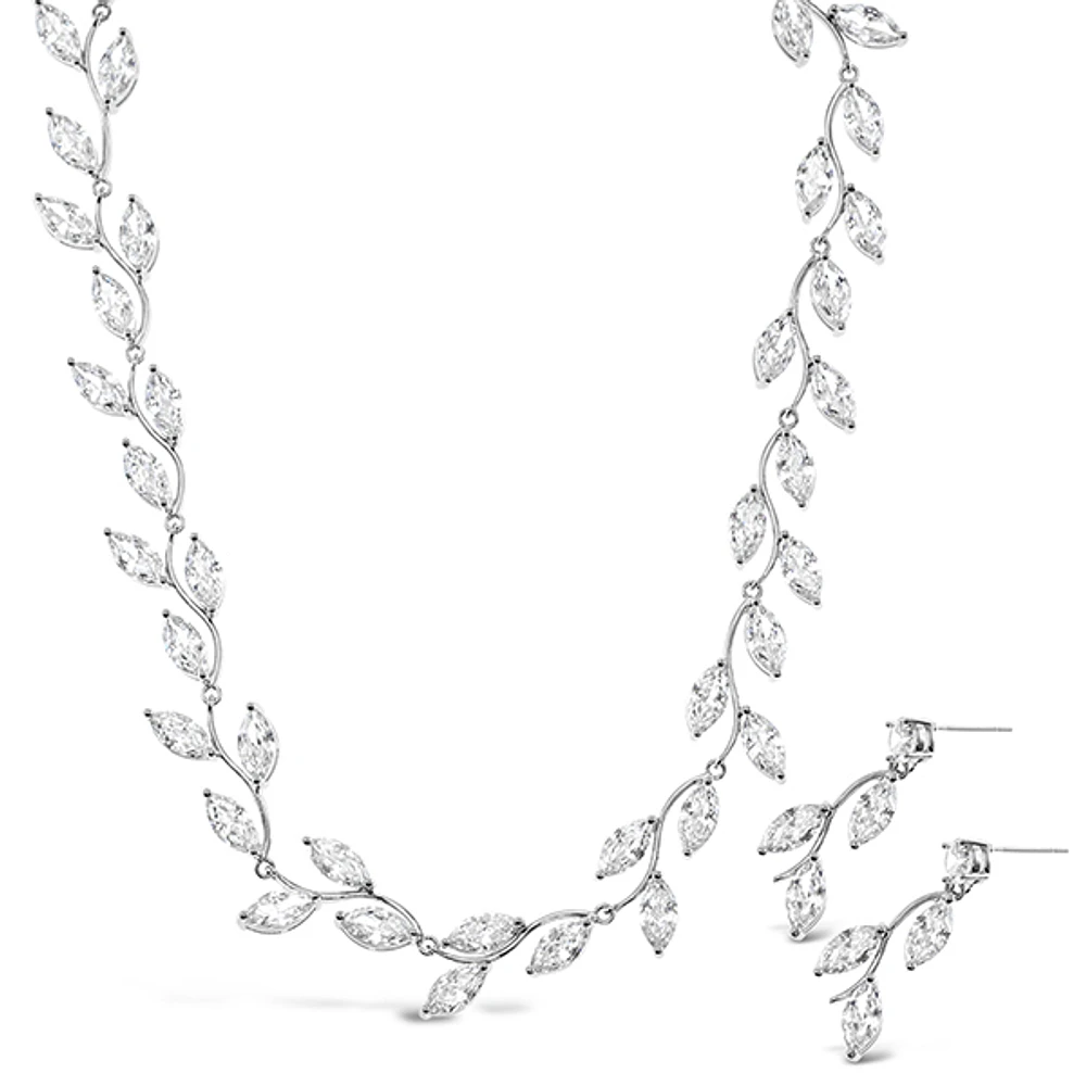 Bridal Silver Cubic Zirconia Necklace & Earrings Set 146352