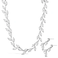 Bridal Silver Cubic Zirconia Necklace & Earrings Set 146352