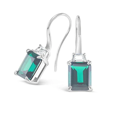 Sterling Silver Emerald Cubic Zirconia Earrings
