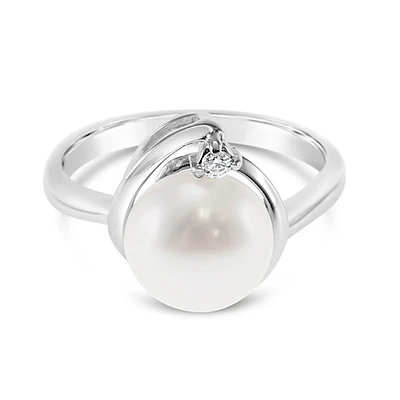 Sterling Silver Cubic Zirconia Pearl Ring