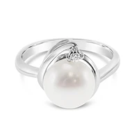 Sterling Silver Cubic Zirconia Pearl Ring