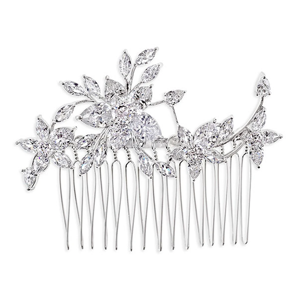 Bridal Silver Cubic Zirconia Hair Comb 143601