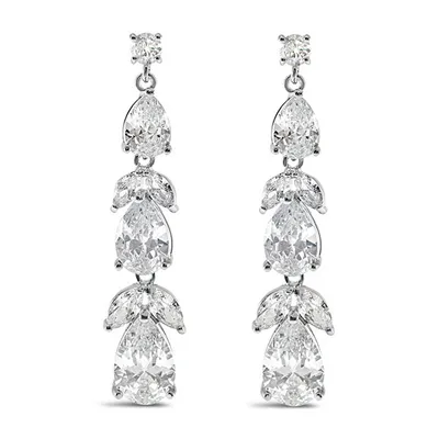 Bridal Silver Cubic Zirconia Drop Earrings 131626