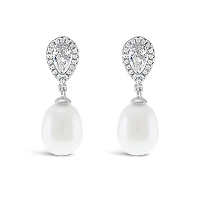 Sterling Silver Cubic Zirconia Pearl Earrings 146458