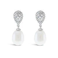 Sterling Silver Cubic Zirconia Pearl Earrings 146458