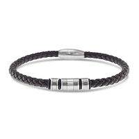 Men's Stainless Steel Leather Silver Bracelet 146548